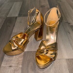 Zara Gold Heeled Sandals